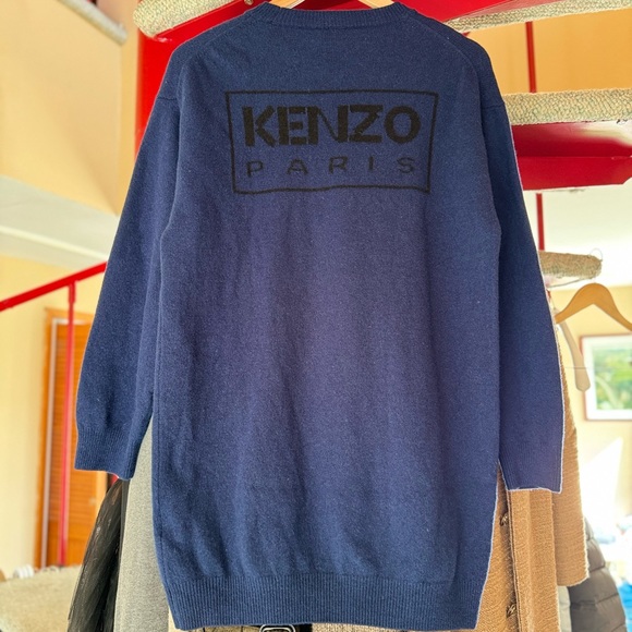 Kenzo Paris Navy Sweater With Boke Flower Crest 100% wool - Picture 9 of 12